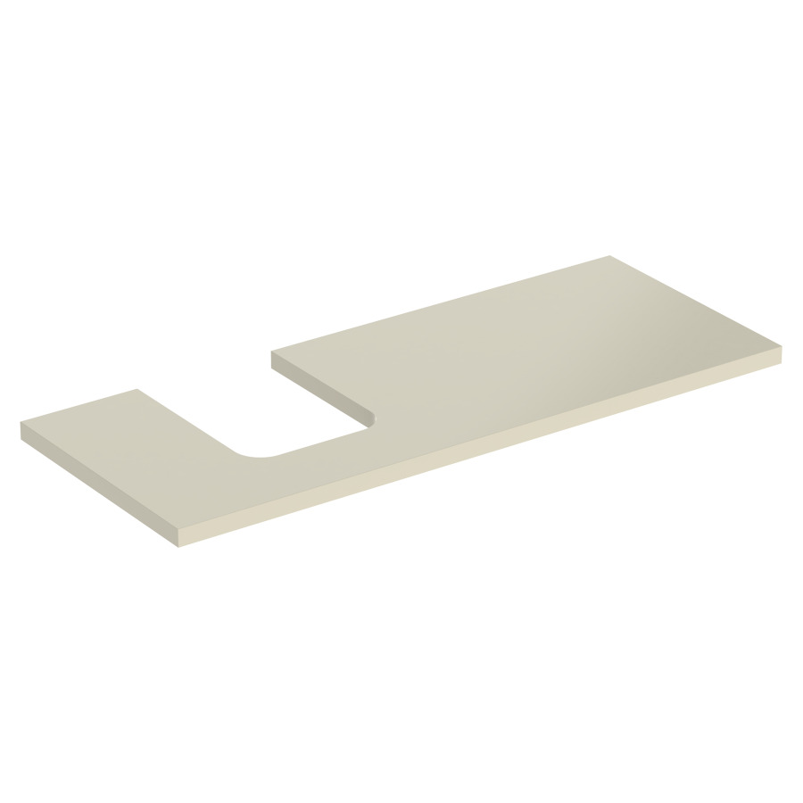 Plaque de recouvrement ONE
120,0 x 3,0 x 47,0 cm
pour lavabo à poser, forme de
coupelle, découpe à gauche