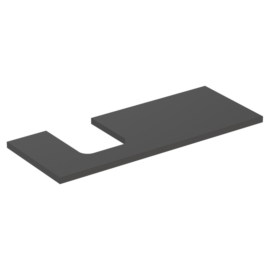Plaque de recouvrement ONE
120,0 x 3,0 x 47,0 cm
pour lavabo à poser, forme de
coupelle, découpe à gauche