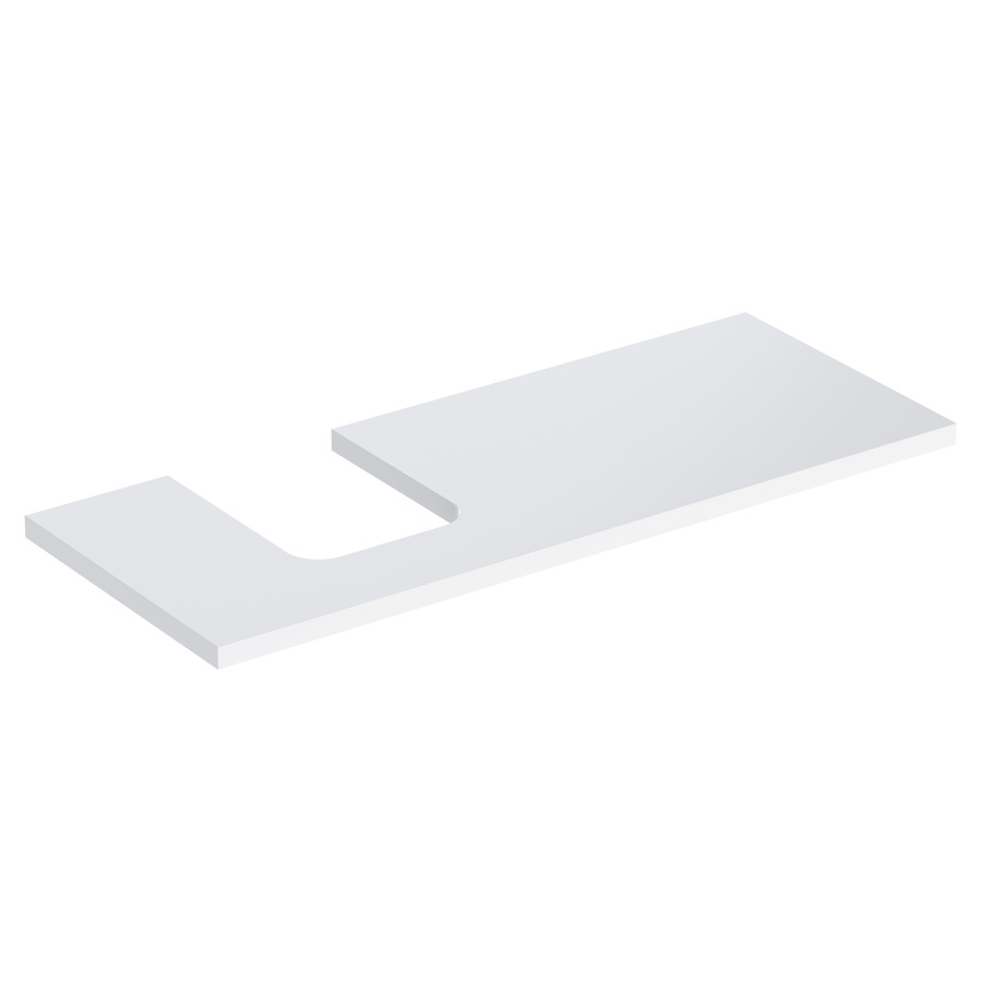 Plaque de recouvrement ONE
120,0 x 3,0 x 47,0 cm
pour lavabo à poser, forme de
coupelle, découpe à gauche