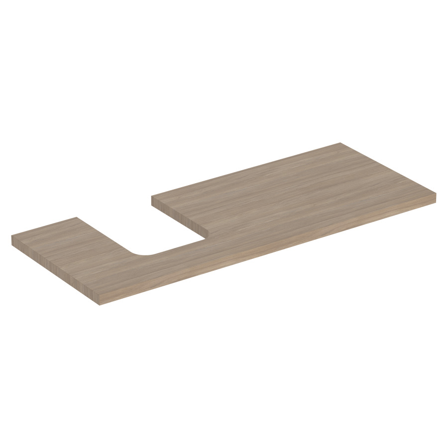 Plaque de recouvrement ONE
120,0 x 3,0 x 47,0 cm
pour lavabo à poser, forme de
coupelle, découpe à gauche