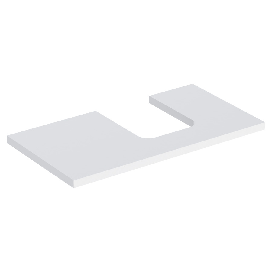 Plaque de recouvrement ONE
90,0 x 3,0 x 47,0 cm
pour lavabo à poser, forme de
coupelle, découpe à droite