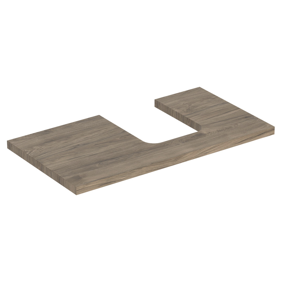 Plaque de recouvrement ONE
90,0 x 3,0 x 47,0 cm
pour lavabo à poser, forme de
coupelle, découpe à droite