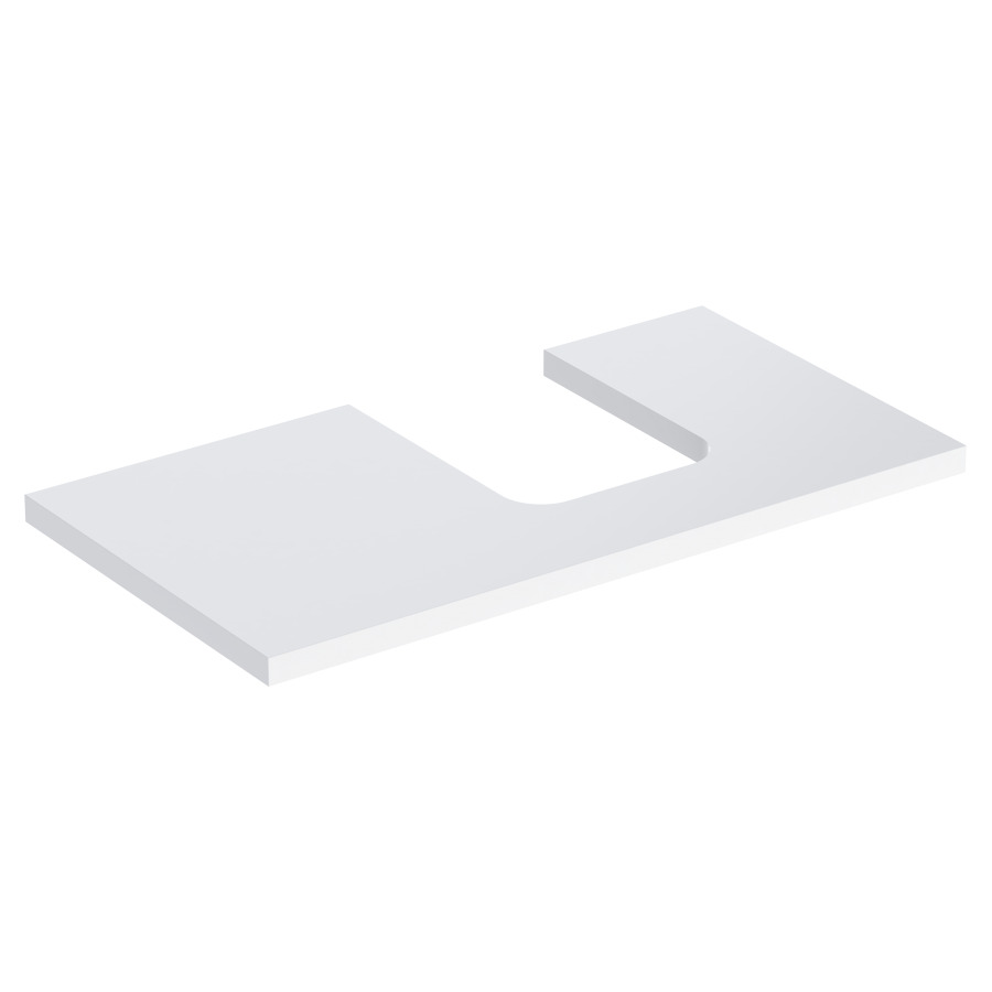 Plaque de recouvrement ONE
90,0 x 3,0 x 47,0 cm
pour lavabo à poser, forme de
coupelle, découpe à droite