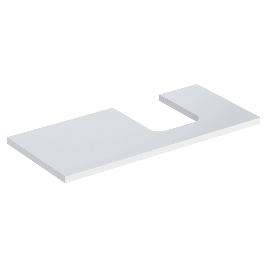 Plaque de recouvrement ONE
105,0 x 3,0 x 47,0 cm
pour lavabo à poser, forme de
coupelle, découpe à droite
