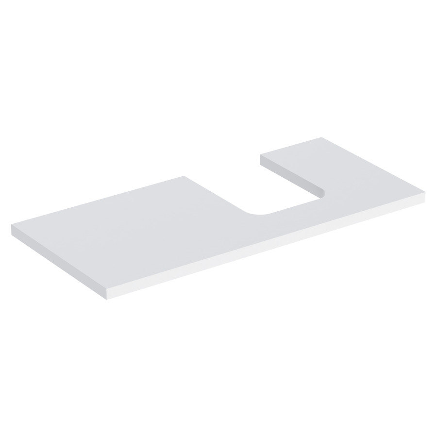 Plaque de recouvrement ONE
105,0 x 3,0 x 47,0 cm
pour lavabo à poser, forme de
coupelle, découpe à droite