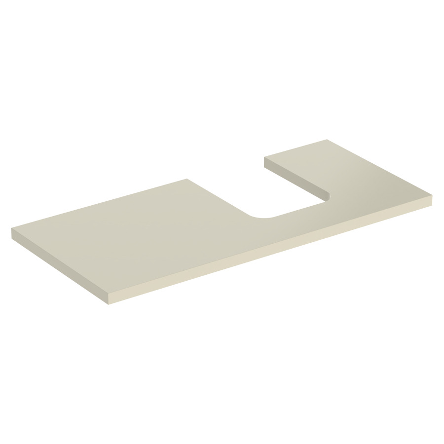 Plaque de recouvrement ONE
105,0 x 3,0 x 47,0 cm
pour lavabo à poser, forme de
coupelle, découpe à droite