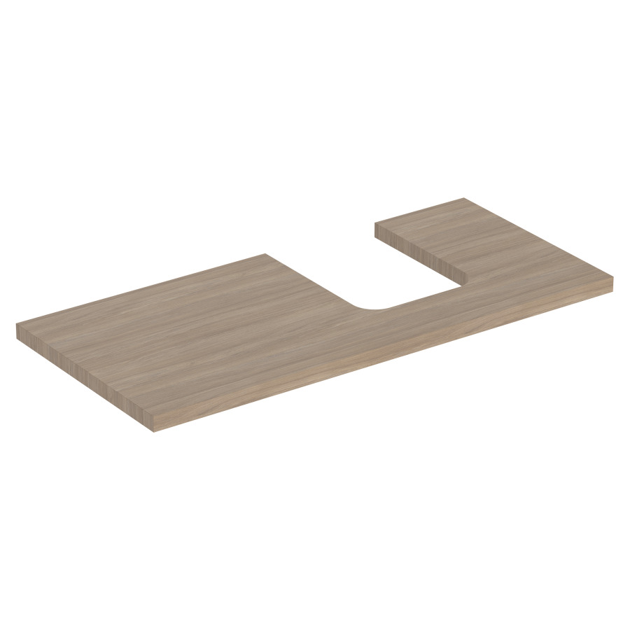 Plaque de recouvrement ONE
105,0 x 3,0 x 47,0 cm
pour lavabo à poser, forme de
coupelle, découpe à droite