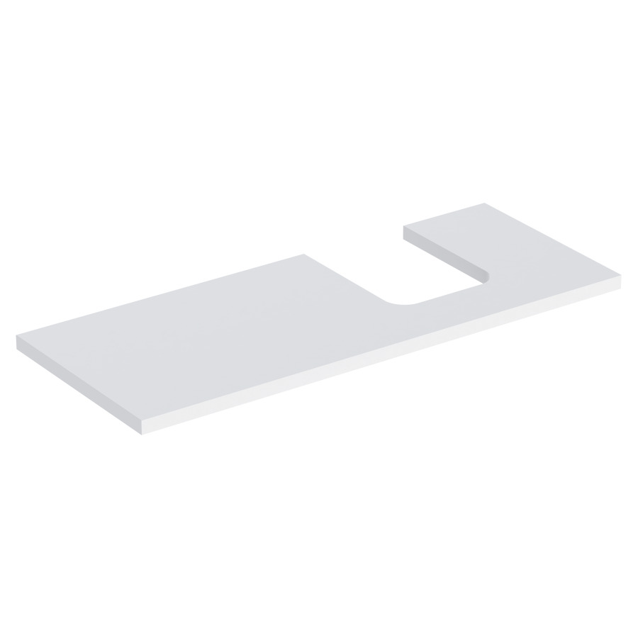 Plaque de recouvrement ONE
120,0 x 3,0 x 47,0 cm
pour lavabo à poser, forme de
coupelle, découpe à droite