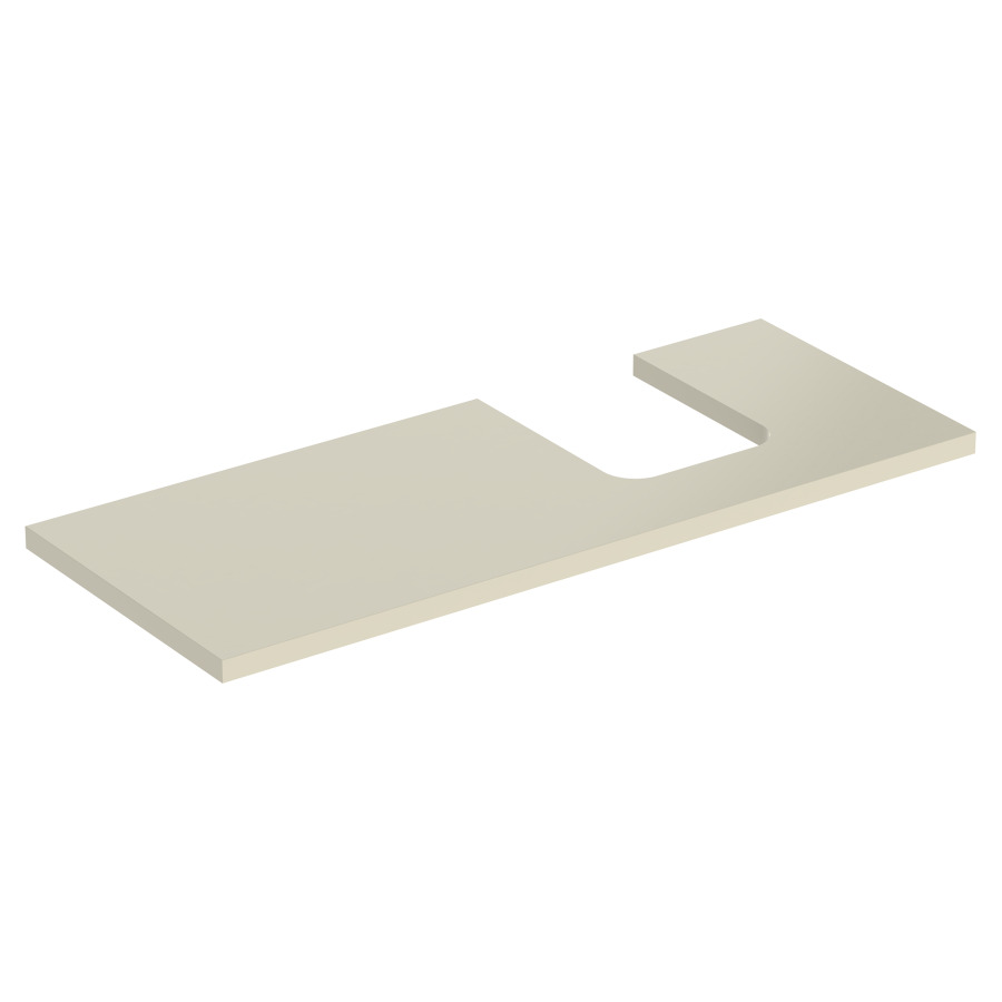Plaque de recouvrement ONE
120,0 x 3,0 x 47,0 cm
pour lavabo à poser, forme de
coupelle, découpe à droite