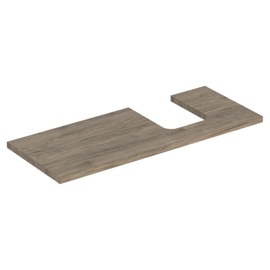 Plaque de recouvrement ONE
120,0 x 3,0 x 47,0 cm
pour lavabo à poser, forme de
coupelle, découpe à droite