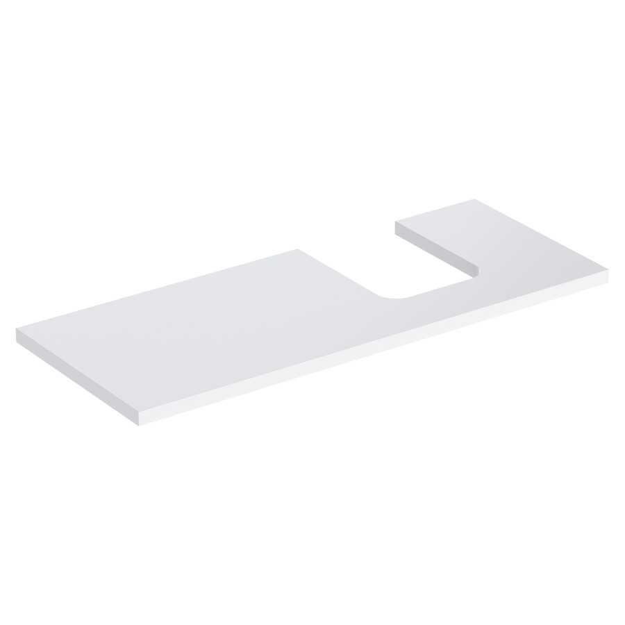 Plaque de recouvrement ONE
120,0 x 3,0 x 47,0 cm
pour lavabo à poser, forme de
coupelle, découpe à droite