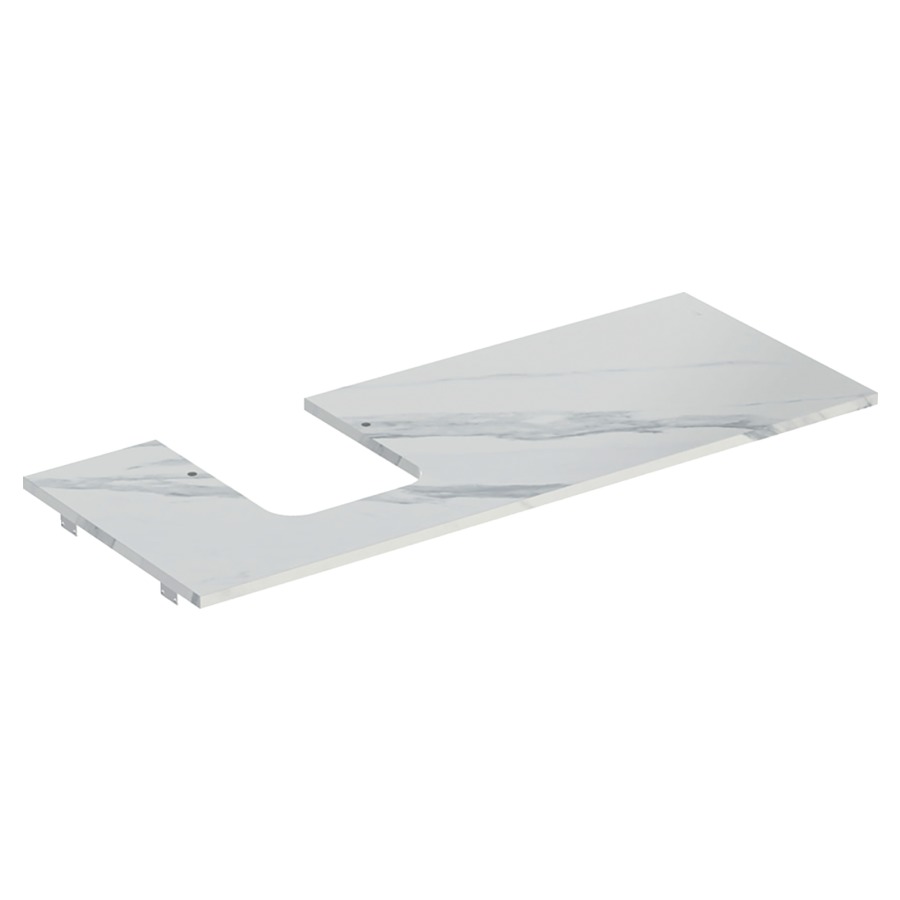 Plaque de recouvrement ONE
120,0 x 2,0 x 47,0 cm, grés
pour lavabo à poser, forme de
coupelle, découpe à gauche
