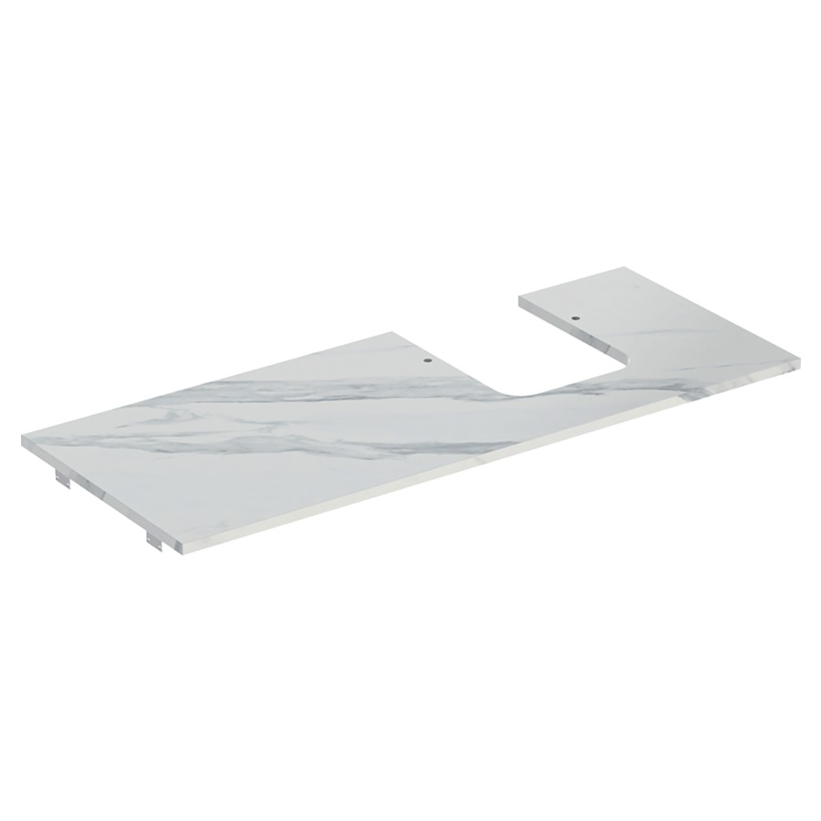 Plaque de recouvrement ONE
120,0 x 2,0 x 47,0 cm, grés
pour lavabo à poser, forme de
coupelle, découpe à droite