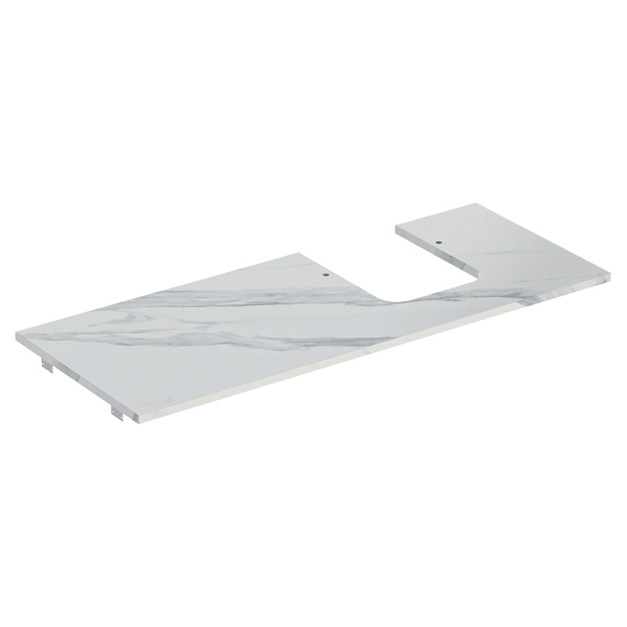 Plaque de recouvrement ONE
120,0 x 2,0 x 47,0 cm, grés
pour lavabo à poser, forme de
coupelle, découpe à droite