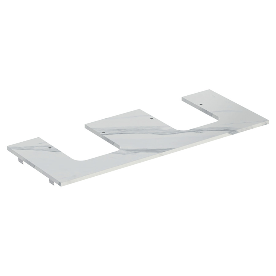 Plaque de recouvrement ONE
120,0 x 2,0 x 47,0 cm, grés
pour lavabo à poser, forme de
coupelle, 2 découpes