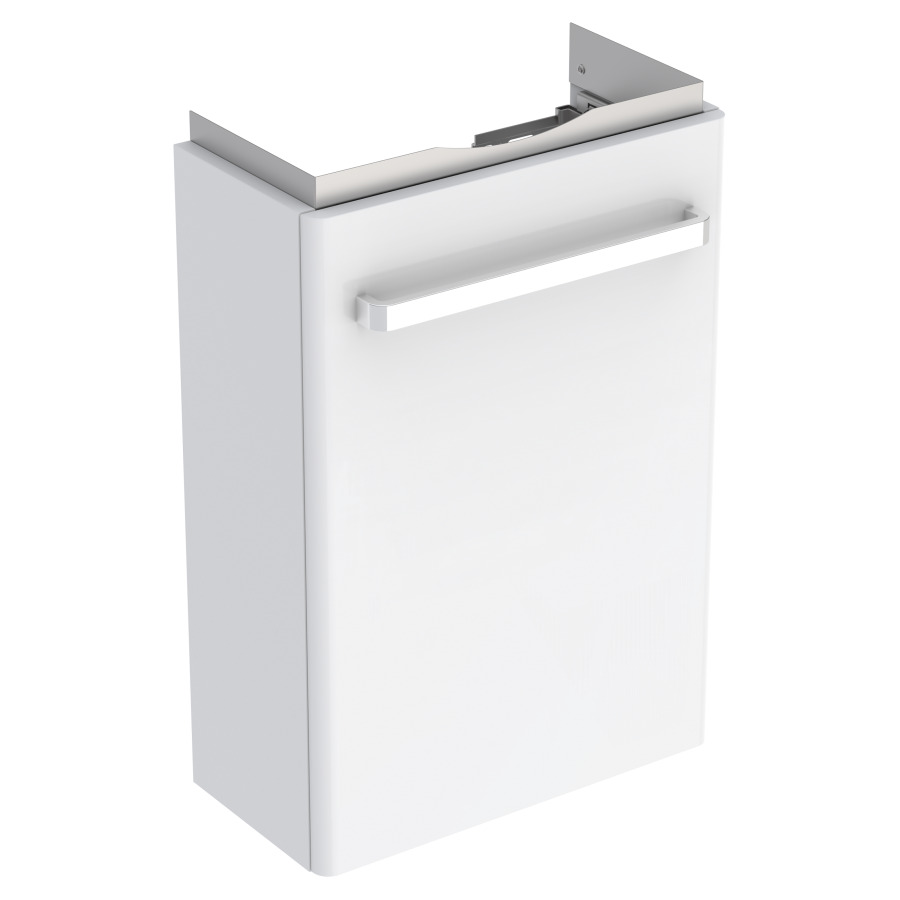 Élément inférieur RENOVA
COMPACT
40,8 x 60,5 x 23,1 cm
armoire de tablette, 1 porte
charnières à droite où à
gauche, Corps: mat
Front: ultrabrillant