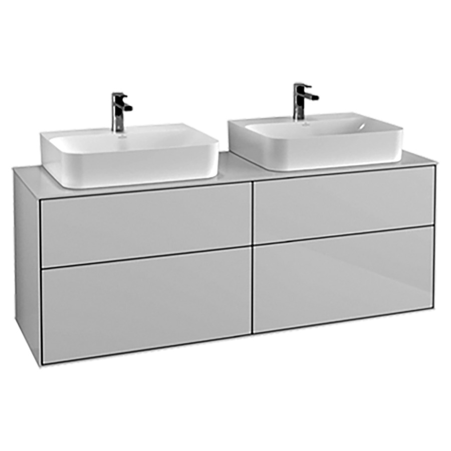 Élément inférieur FINION
160,0 x 60,3 x 50,1 cm
pour 2 lavabos, pour lavabo
Finion 212 517/518/519
2 éléments à chacqun
2 tiroirs, recouvrement blanc
éclairage LED
fonction Emotion