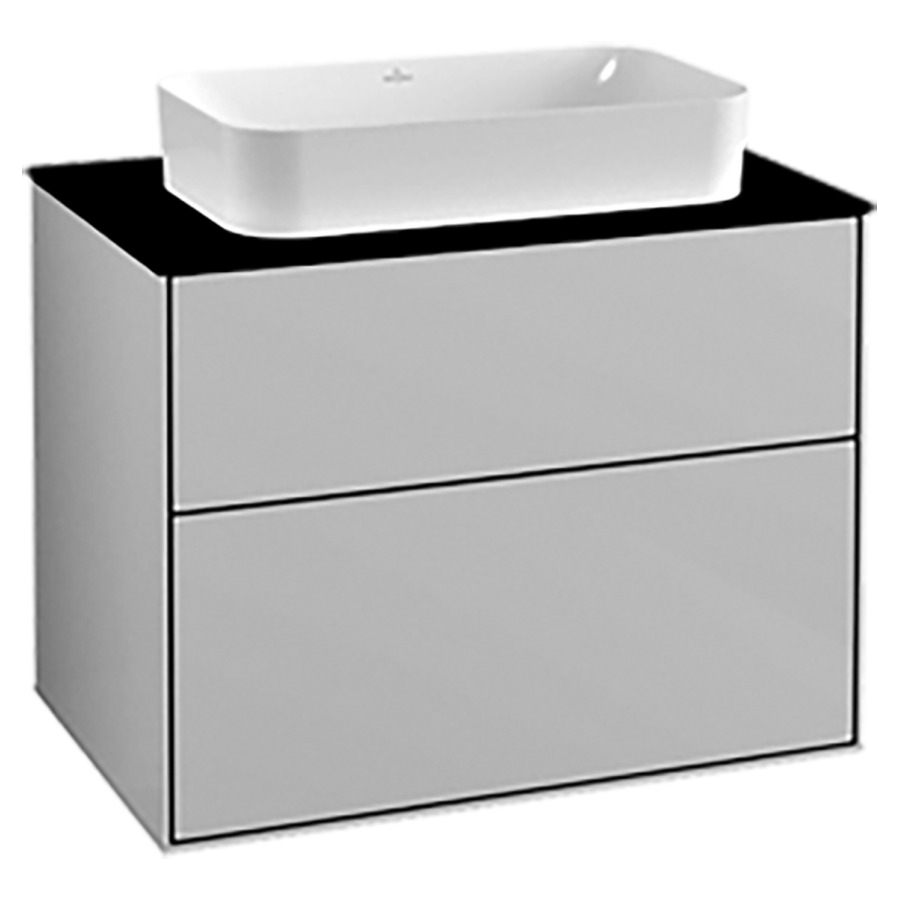 Élément inférieur FINION
80,0 x 60,3 x 50,1 cm
pour lavabo à poser Finion
212 547, élément à 2 tiroirs
recouvrement noir