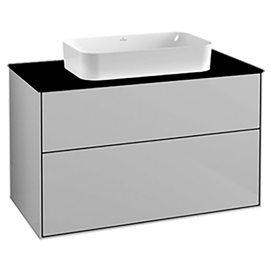Élément inférieur FINION
100,0 x 60,3 x 50,1 cm
pour lavabo à poser Finion
212 547, élément à 2 tiroirs
recouvrement noir, éclairage
LED, fonction Emotion