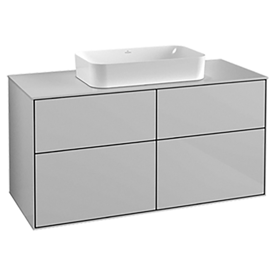 Élément inférieur FINION
120,0 x 60,3 x 50,1 cm
pour lavabo à poser Finion
212 547,  2 éléments à 2
chacun 2 tiroirs
recouvrement blanc, éclairage
LED, fonction Emotion