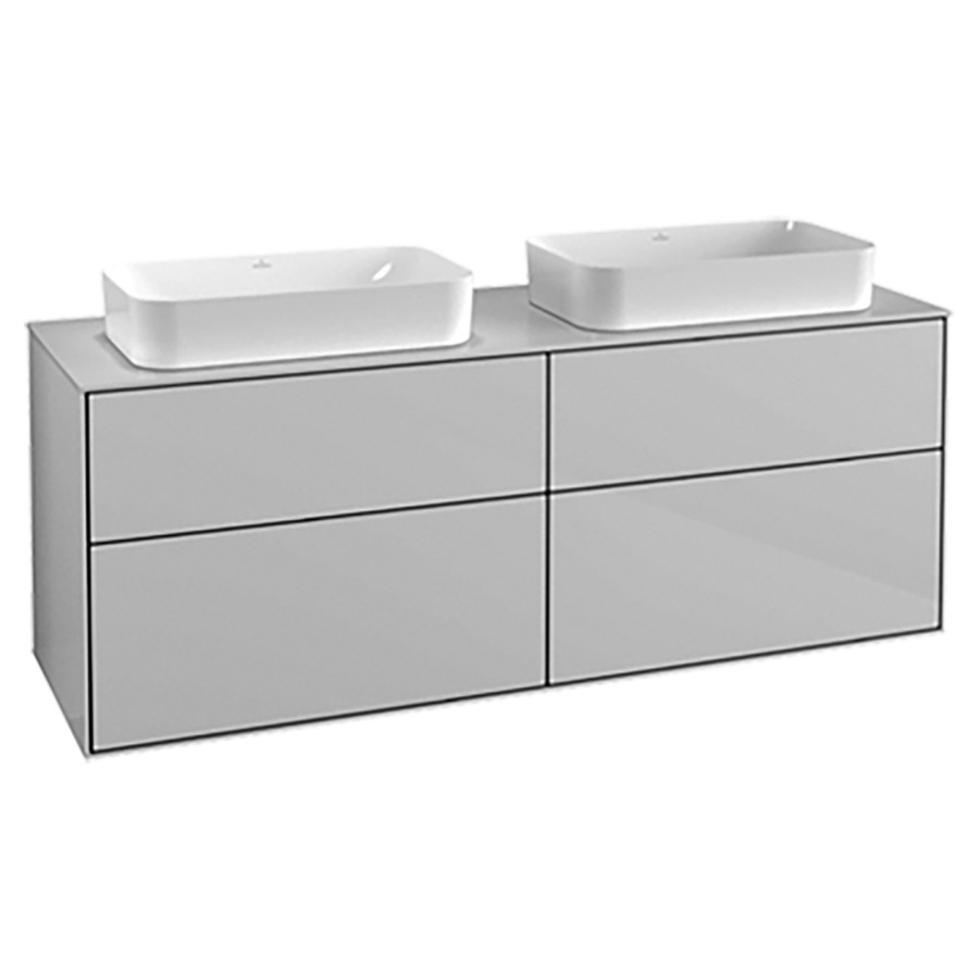 Élément inférieur FINION
160,0 x 60,3 x 50,1 cm
pour 2 lavabos, pour lavabo
à poser Finion 212 547
2 éléments à chacqun
2 tiroirs, recouvrement blanc
éclairage LED
fonction Emotion