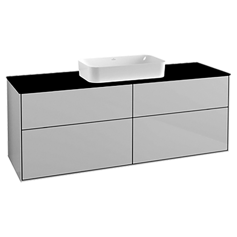 Élément inférieur FINION
160,0 x 60,3 x 50,1 cm
pour lavabo à poser Finion
212 547,  2 éléments à 2
chacun 2 tiroirs
recouvrement noir, éclairage
LED, fonction Emotion
