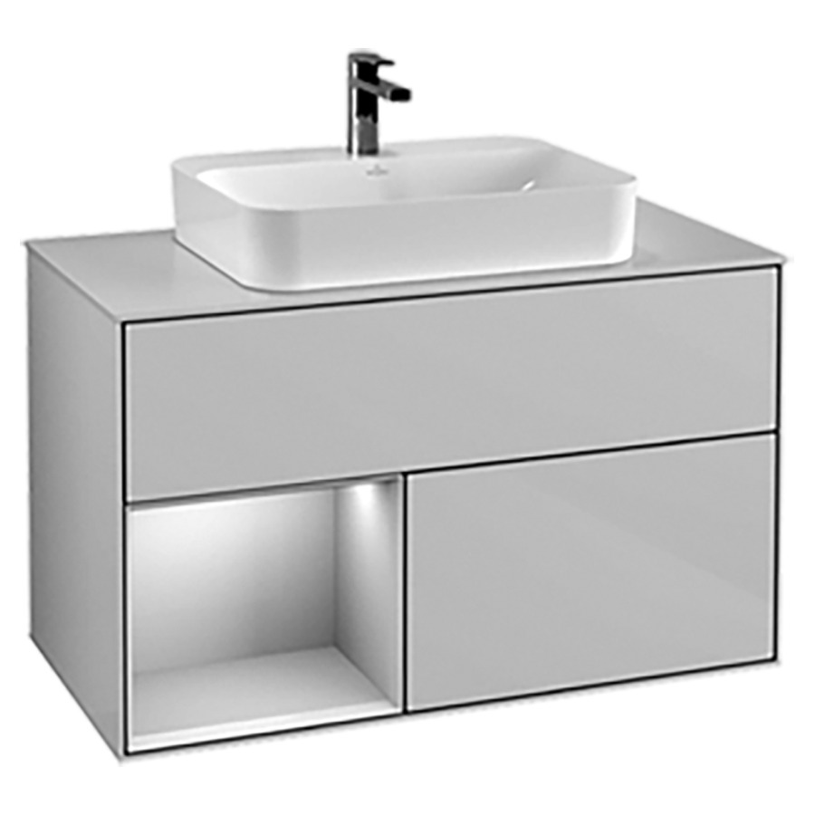Élément inférieur FINION
100,0 x 60,3 x 50,1 cm
pour lavabo à poser Finion
212 548/549/550
élément à 2 tiroirs, 1 niche
ouverte à gauche
recouvrement blanc
éclairage LED