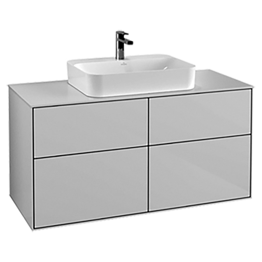 Élément inférieur FINION
120,0 x 60,3 x 50,1 cm
pour lavabo à poser Finion
212 548/549/550, 2 éléments
à chacun 2 tiroirs
recouvrement blanc, éclairage
LED, fonction Emotion