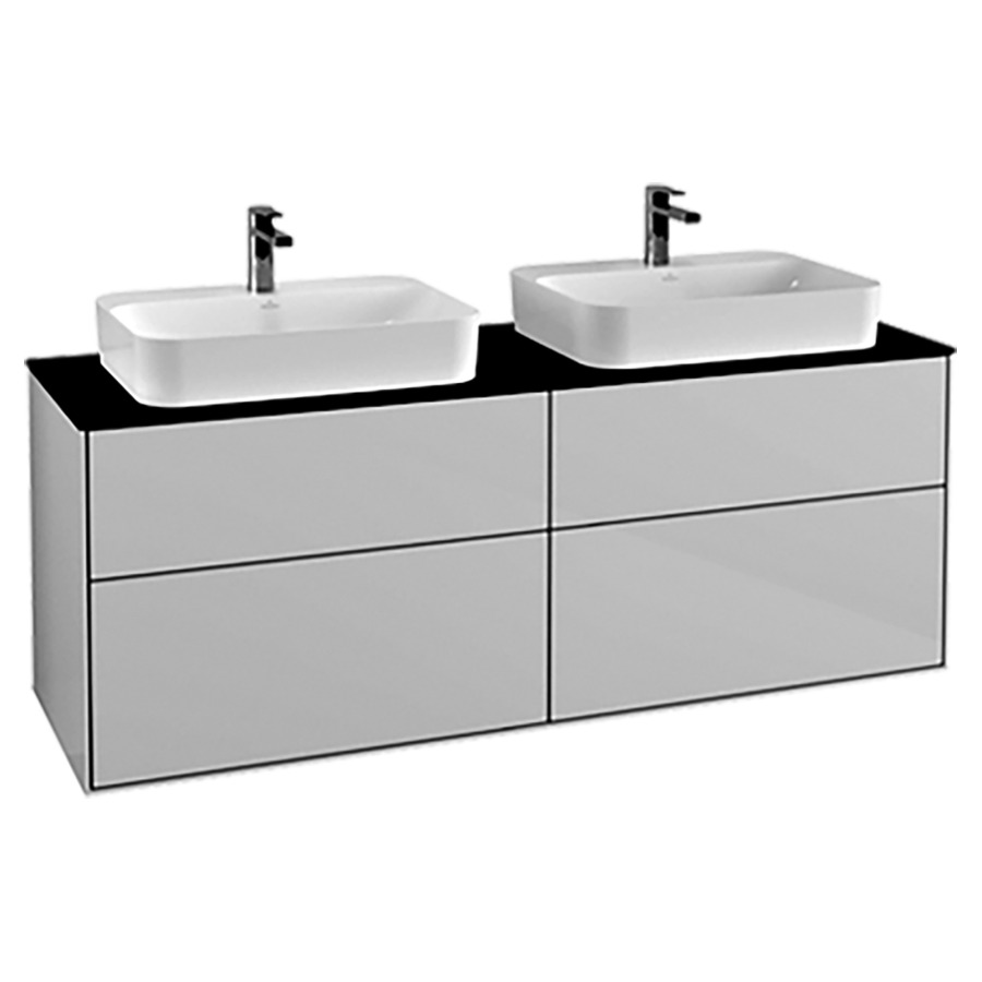 Élément inférieur FINION
160,0 x 60,3 x 50,1 cm
pour 2 lavabos, pour lavabo
à poser Finion 212 548/549/550
2 éléments à chacqun
2 tiroirs, recouvrement noir