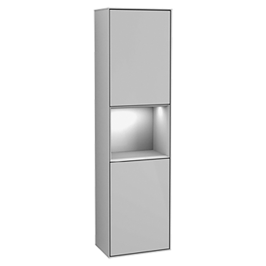 Armoire haute FINION
41,8 x 151,6 x 27,0 cm
2 portes, niche ouverte au
milieu, charnière à droite
éclairage LED
fonction Emotion