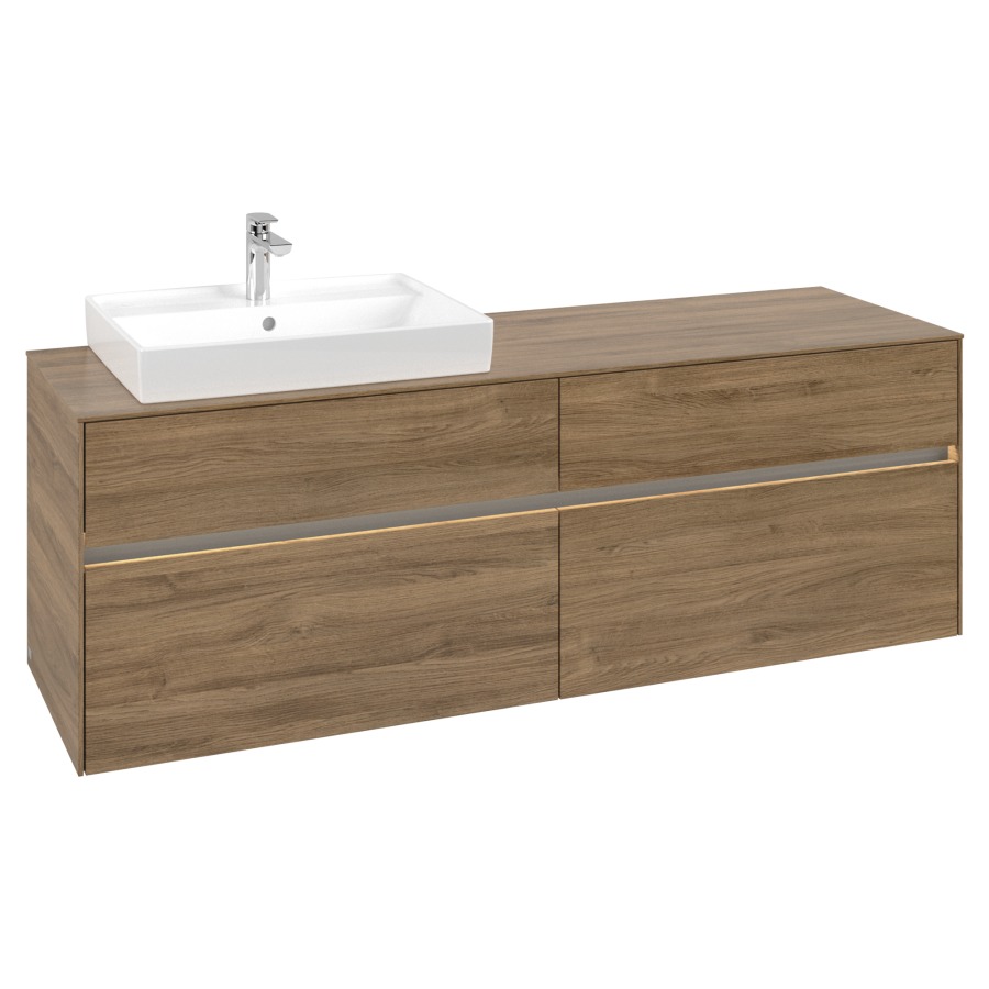Élément inférieur COLLARO
160,0 x 54,8 x 50,0 cm
lavabo à gauche
pour lavabo Collaro 211 815
2 éléments à chacun 2 tiroirs
avec éclairage LED