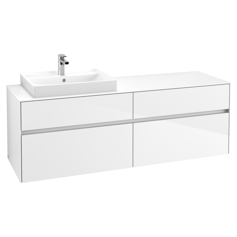 Élément inférieur COLLARO
160,0 x 54,8 x 50,0 cm
lavabo à gauche
pour lavabo Collaro 211 815
2 éléments à chacun 2 tiroirs
avec éclairage LED