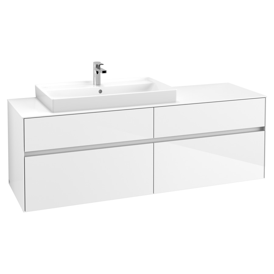 Élément inférieur COLLARO
160,0 x 54,8 x 50,0 cm
lavabo à gauche
pour lavabo Collaro 211 822
2 éléments à chacun 2 tiroirs
avec éclairage LED