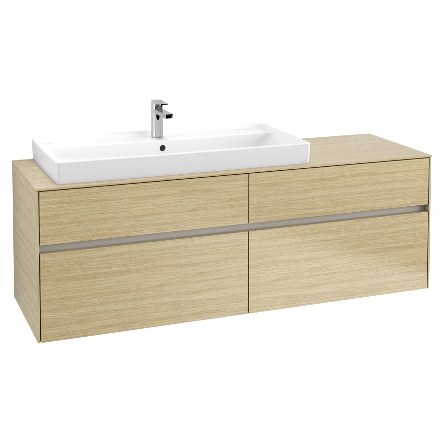 Élément inférieur COLLARO
160,0 x 54,8 x 50,0 cm
lavabo à gauche
pour lavabo Collaro 211 825
2 éléments à chacun 2 tiroirs
avec éclairage LED