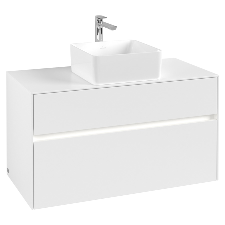 Élément inférieur COLLARO
100 x 54,8 x 50 cm
élément à 2 tiroirs
avec éclairage LED