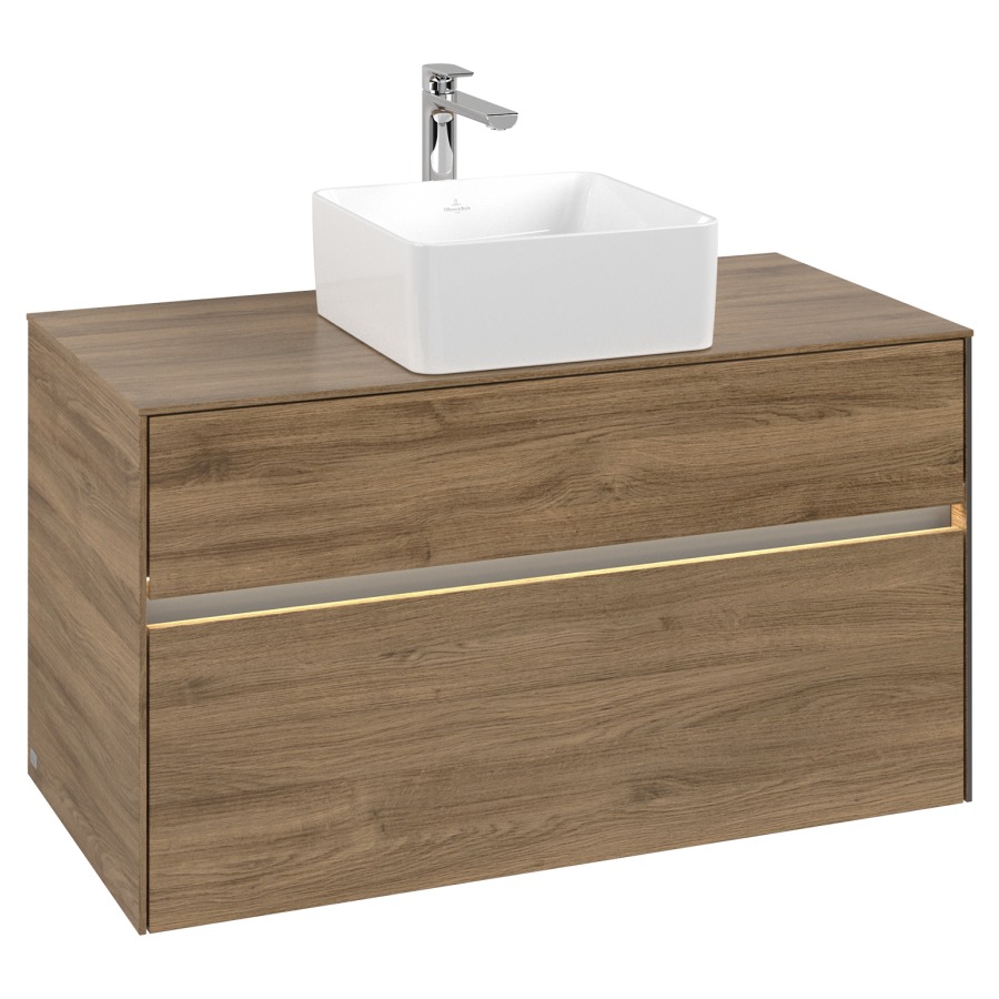 Élément inférieur COLLARO
100 x 54,8 x 50 cm
élément à 2 tiroirs
avec éclairage LED