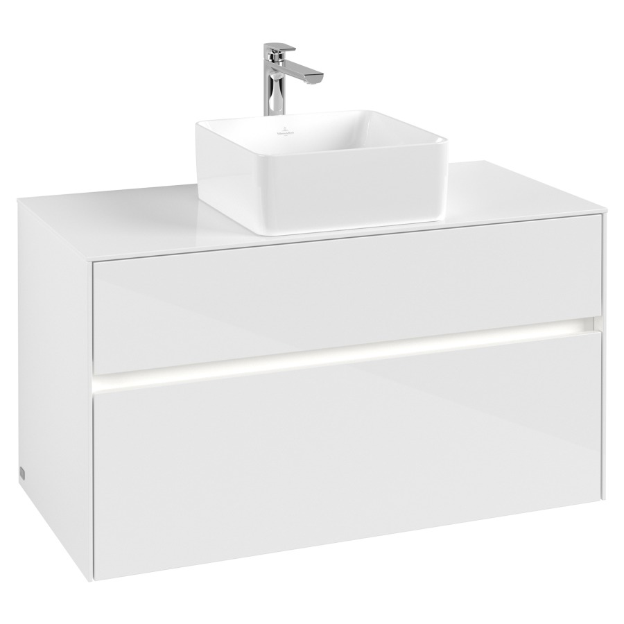 Élément inférieur COLLARO
100 x 54,8 x 50 cm
élément à 2 tiroirs
avec éclairage LED