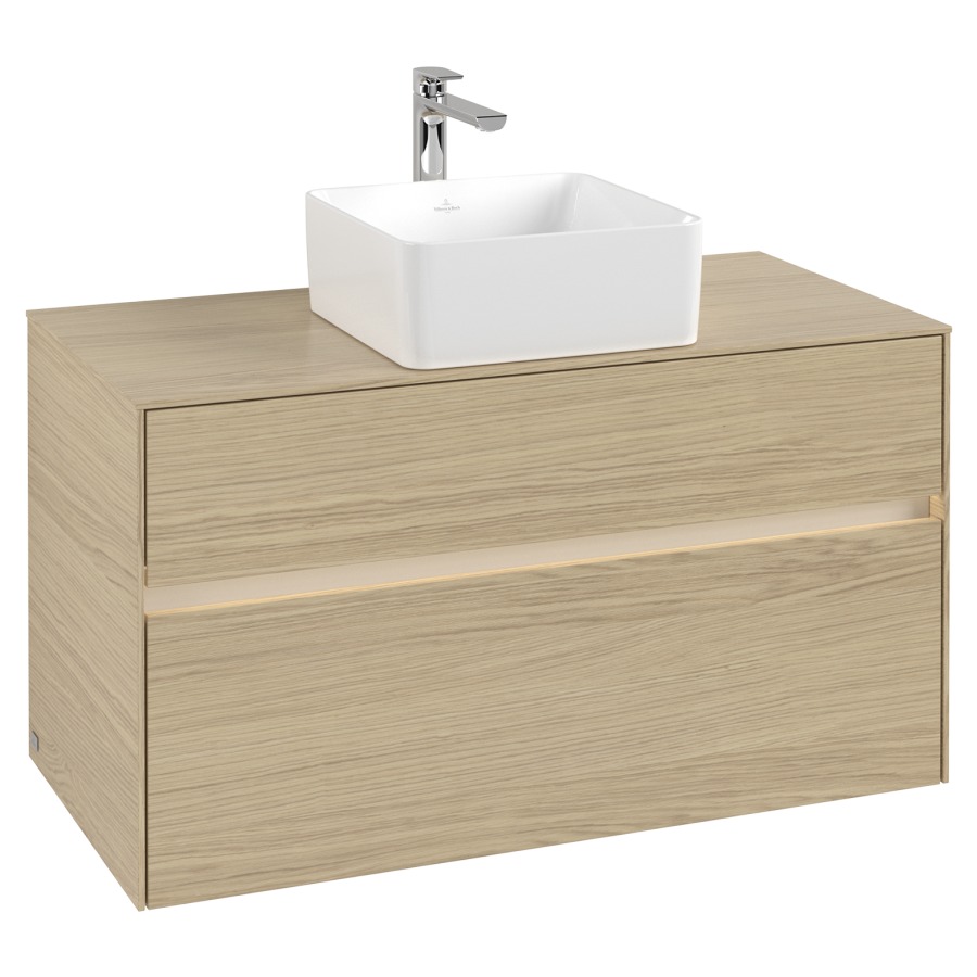 Élément inférieur COLLARO
100 x 54,8 x 50 cm
élément à 2 tiroirs
avec éclairage LED