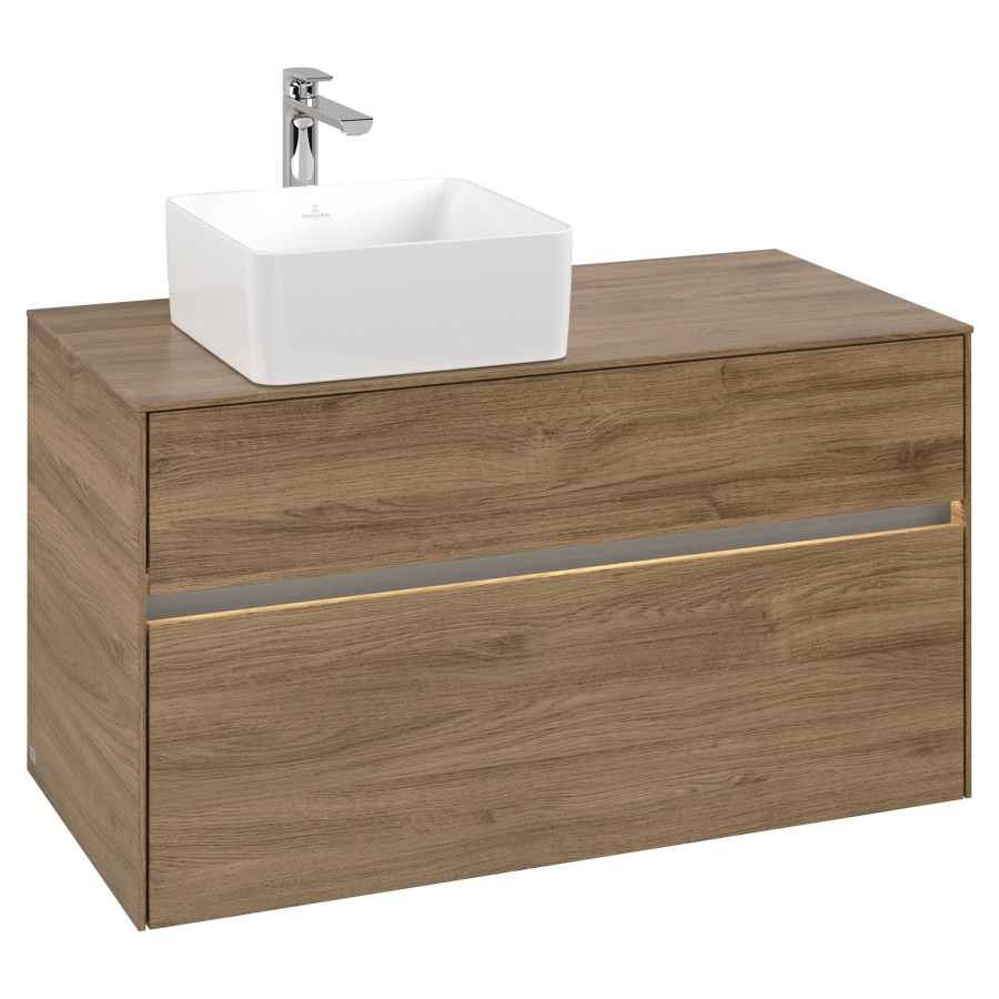 Élément inférieur COLLARO
100 x 54,8 x 50 cm
lavabo à gauche
élément à 2 tiroirs
avec éclairage LED