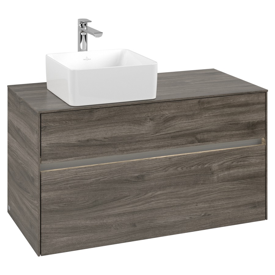 Élément inférieur COLLARO
100 x 54,8 x 50 cm
lavabo à gauche
élément à 2 tiroirs
avec éclairage LED