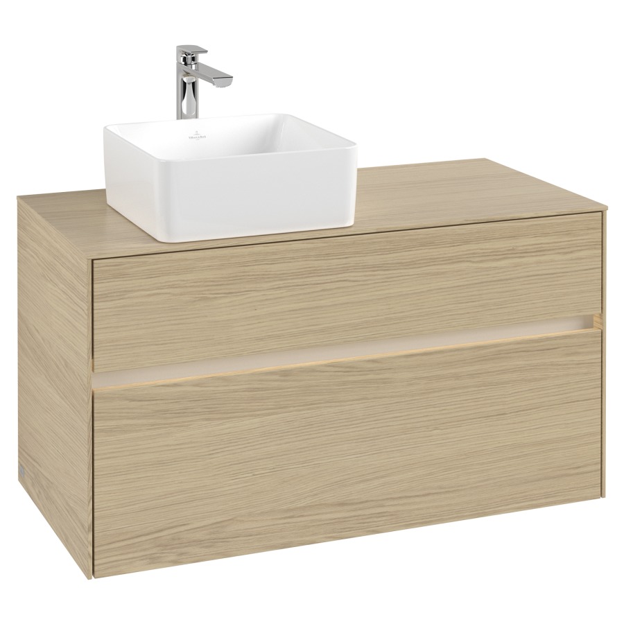 Élément inférieur COLLARO
100 x 54,8 x 50 cm
lavabo à gauche
élément à 2 tiroirs
avec éclairage LED