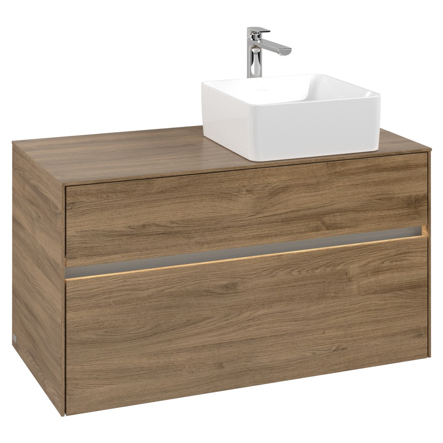 Élément inférieur COLLARO
100 x 54,8 x 50 cm
lavabo à droite
élément à 2 tiroirs
avec éclairage LED