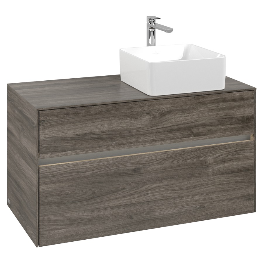 Élément inférieur COLLARO
100 x 54,8 x 50 cm
lavabo à droite
élément à 2 tiroirs
avec éclairage LED