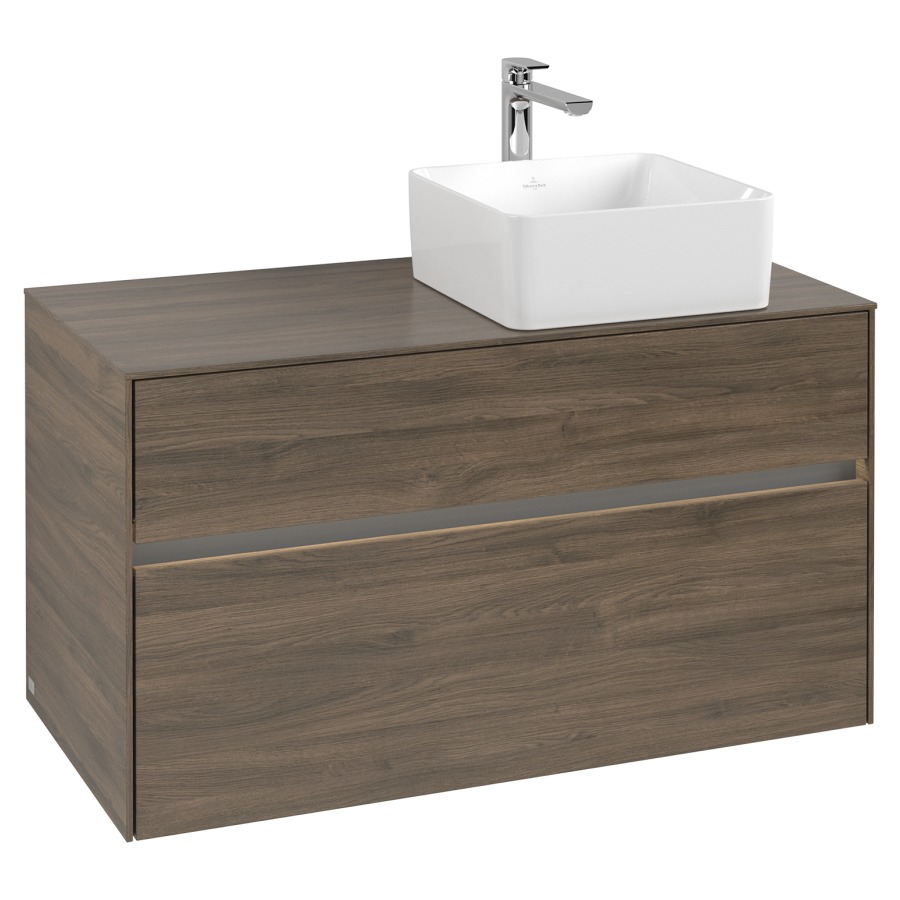 Élément inférieur COLLARO
100 x 54,8 x 50 cm
lavabo à droite
élément à 2 tiroirs
avec éclairage LED
