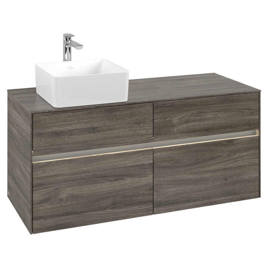 Élément inférieur COLLARO
120 x 54,8 x 50 cm
lavabo à gauche
2 éléments à chacun 2 tiroirs
avec éclairage LED