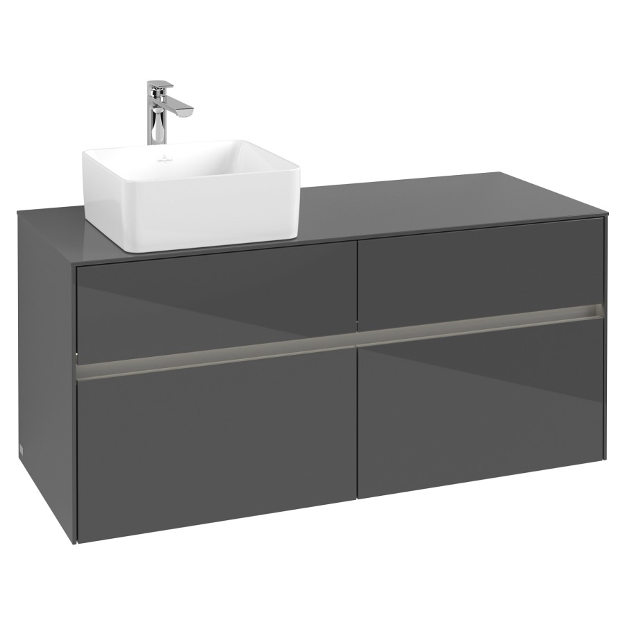Élément inférieur COLLARO
120 x 54,8 x 50 cm
lavabo à gauche
2 éléments à chacun 2 tiroirs
avec éclairage LED