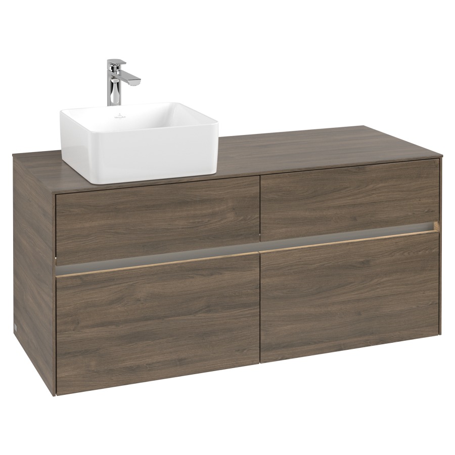 Élément inférieur COLLARO
120 x 54,8 x 50 cm
lavabo à gauche
2 éléments à chacun 2 tiroirs
avec éclairage LED