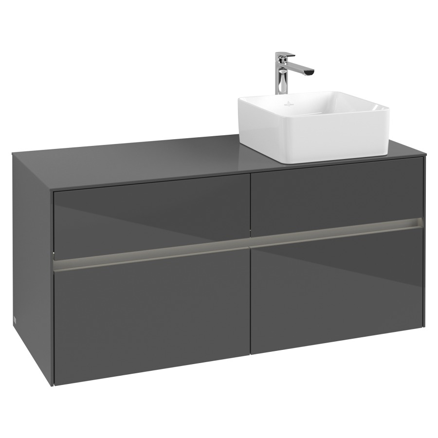 Élément inférieur COLLARO
120 x 54,8 x 50 cm
lavabo à droite
2 éléments à chacun 2 tiroirs
avec éclairage LED