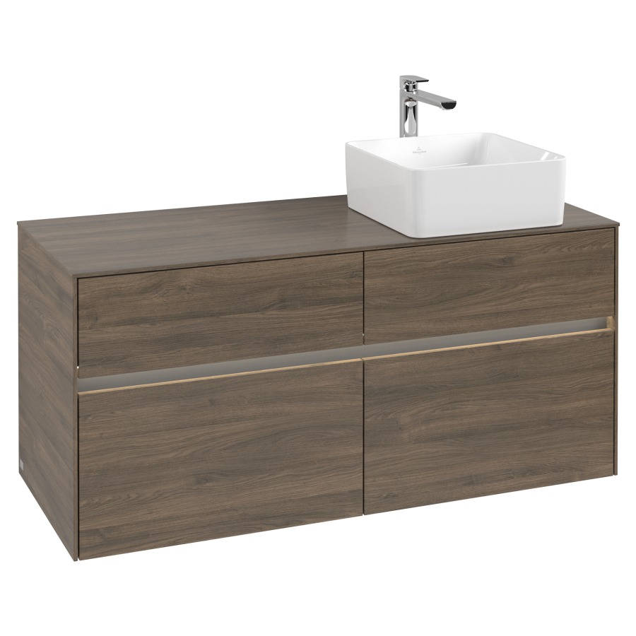 Élément inférieur COLLARO
120 x 54,8 x 50 cm
lavabo à droite
2 éléments à chacun 2 tiroirs
avec éclairage LED