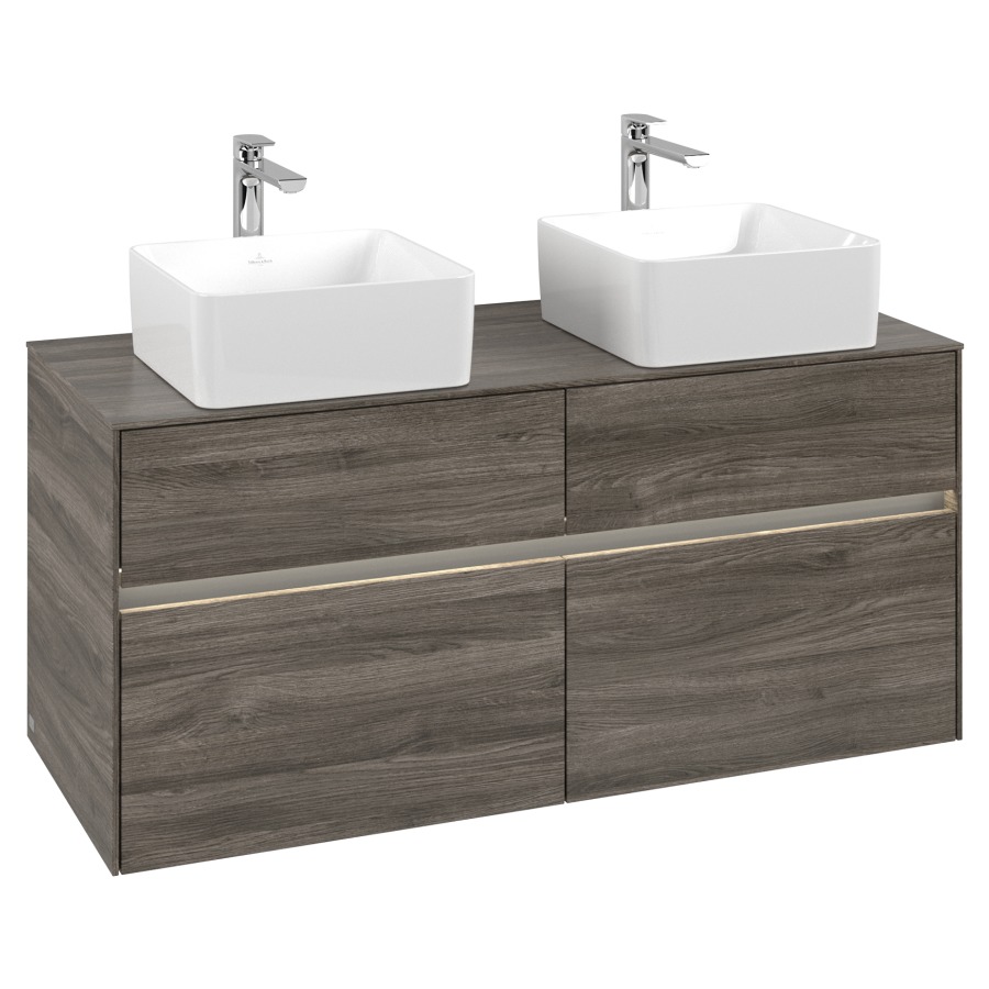 Élément inférieur COLLARO
120 x 54,8 x 50 cm
pour 2 lavabos
2 éléments à chacun 2 tiroirs
avec éclairage LED